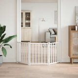  Vrata za pse sklopiva 3 panela bijela 150 cm masivna jelovina | Shoptok.si