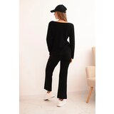 Kesi Włoski Women's sweater set with wide legs and long sleeves black | shoptok.hr