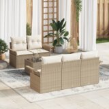 vidaXL 6-delni vrtni kavč set z blazinami bež poli ratan | Shoptok.si