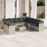  12-dijelni set vrtnih sofa poliratan s jastucima svijetlosivi | shoptok.hr