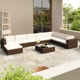 Maison Chic Seti vrtnega pohištva - Vrtna garnitura - Vrtni pohištvo set z blazinami 8-delna poli ratan rjava, (21797177) | Shoptok.si