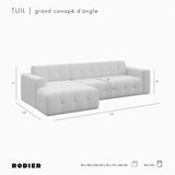 Rodier Siva žametna kotna sedežna garnitura (levi kot/z ležalnikom) Tuil – | Shoptok.si