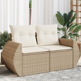 Maison Chic Vrtni kavč - Zunanji kavč z blazinami 2-sedežni bež poli ratan, (22043707) | Shoptok.si