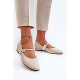 Laura Messi Women's Leather Ballerina Flats 2774 Beige | shoptok.hr