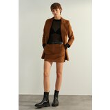 Trendyol Dark Brown Premium High Quality Velvet Mini Woven Skirt Cene