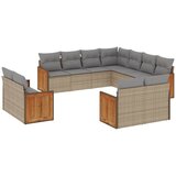  The Living Store Vrtna sedežna garnitura 11-delna z blazinami bež poli ratan - Vrtna Sedežna Garniture, (21452889) | Shoptok.si