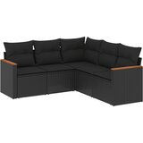 Maison Chic Seti vrtnega pohištva - Vrtna garnitura - Vrtni pohištvo set 5-delna z blazinami črn poli ratan, (21821080) | Shoptok.si