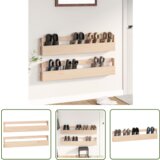 The Living Store Stenski regal za čevlje 2 kosa 110x9x23 cm trdna borovina - Stensko Stojalo Za Čevlje, (21744441) Cene