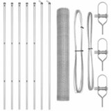 vidaXL Ograja v Obliki Šesterokotnika 1.4x10 m Pocinkano Jeklo, Ograjni Stebri 7 kos Ø32 mm 190 cm Pocinkano Jeklo | Shoptok.si