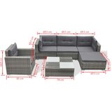  Vrtna sedežna garnitura 6-delna z blazinami poli ratan siva, (20668058) | Shoptok.si
