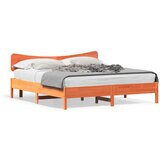 vidaXL Posteljni okvir brez vzmetnice vošč. rjav 200x200 cm borovina | Shoptok.si