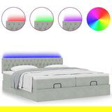 vidaXL Otomanski posteljni okvir z vzmetnicami siv 160x200 cm žamet | Shoptok.si