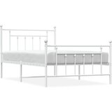 Maison Chic Kovinski Posteljni okvir - Enojna postelja - Postelja za odrasle z vzglavjem in vznožjem bel 107x203 cm, (21697078) | Shoptok.si
