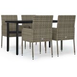  5-dijelni vrtni blagovaonski set crno-sivi od poliratana | shoptok.hr