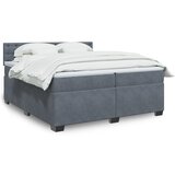 vidaXL Box spring postelja z vzmetnico temno siva 200x200 cm žamet Cene