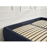 Bobochic Paris Temno modra oblazinjena zakonska postelja s prostorom za shranjevanje/brez vzglavja z letvenim dnom 160x200 cm Inera – | Shoptok.si