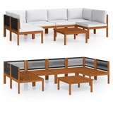 The Living Store Vrtna sedežna garnitura 7-delna z blazinami krem akacijev les - Vrtna Sedežna Garnitura, (21422499) | Shoptok.si