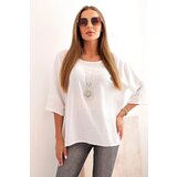 Kesi Włoski Women's linen-cotton blouse with short sleeves white Cijene