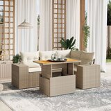  5-dijelni vrtni set sofa s jastucima bež od poliratana | shoptok.hr