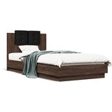 Maison Chic Posteljni okvir - Enojna postelja - Postelja za odrasle z vzglavjem rjavi hrast 100x200 cm inž. les-J9618, (21771993) | Shoptok.si