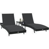 vidaXL Ležaljke 3 pcs Crna 40 x 40 x 40.5 cm Poli ratan | shoptok.hr
