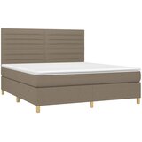 box spring s madracem LED smeđesivi 180x200 cm tkanina | shoptok.hr