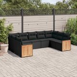 Maison Chic Seti vrtnega pohištva - Vrtna garnitura - Vrtni pohištvo set 9-delna z blazinami črn poli ratan, (21806418) | Shoptok.si
