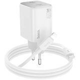 Hoco zidni punjač 2 x tip C + kabel tip C do Lightning PD QC 45W GaN N42 bijeli | shoptok.hr