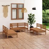  Vrtna sedežna garnitura 6-delna medeno rjava trdna borovina, (20676607) | Shoptok.si