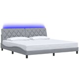  Posteljni okvir z LED brez vzmetnice svetlo siv 200x200cm blago, (21790768) | Shoptok.si