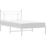 Metalni Kovinski posteljni okvir z vzglavjem bel 107x203 cm | Shoptok.si