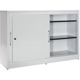 mauser Omara z drsnimi vrati, nizka omarica, 4 police, sredinska predelna stena, VxŠxG 1040 x 1600 x 420 mm, svetlo siva | Shoptok.si