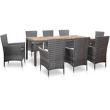 vidaXL Zunanja jedilna garnitura z blazinami 9-delna poli ratan siva, (20679964) | Shoptok.si