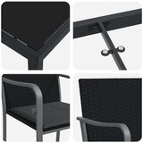  Set od 3 dijela za blagovanje u vrtu s jastučićima crni poli ratan | shoptok.hr