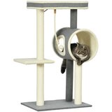 PawHut 104 cm mačje drevo z mačjo jamo, mačji praskalnik z igralno žogico, (5000238680) | Shoptok.si