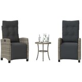  3-dijelni bistro set od poliratana s jastucima sivi - Siva 1 | shoptok.hr