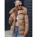 DStreet Kurtka damska zimowa NORDKOLL pikowana z kapturem beżowa | shoptok.hr