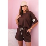 Kesi Włoski Women's butter set with high-waisted shorts brown Cijene