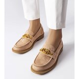 Gemre Beige elegant loafers with Ouellet ornament | Shoptok.si