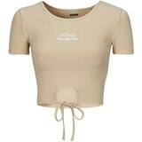 Guess Majice s kratkimi rokavi NYRA RIB Bež | Shoptok.si