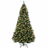  Umjetno božićno drvce sa šarkama 210 cm 300 LED lampica - Zelena sa zasnježenim vrhovima Ø 106 x 210 cm s 300 LED žaruljica | shoptok.hr