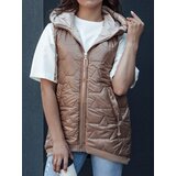 DStreet Women's quilted vest with hood COLINE gold Cene