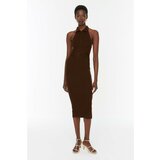 Trendyol Brown Belt Detailed Knitwear Dress Cene