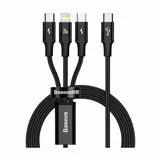 cable 3in1 Rapid PD USB-C - micro USB + Lightning+USB-C 1,5m black 20W