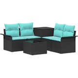  Set sofe 6 kom. 4-Broj sjedala Crna i Plava Poli Rattan i čelik | shoptok.hr