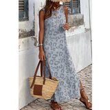Fenzy Elegantna Maxi Haljina S Leopard Uzorkom, Siva | shoptok.hr
