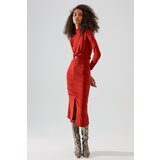 Trendyol Tile Stand Collar Belted Knitted Dress | Shoptok.si