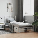 Maison Chic Kovinski Posteljni okvir - Enojna postelja - Postelja za odrasle z vzglavjem in vznožjem bel 90x200 cm, (21695749) | Shoptok.si