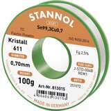 Stannol mehka spajkalna žica Kristall 611 v zlitini Flowtin TC Sn99Cu1 z 2\,5% pretoka 0\,7 mm s premerom na 100 g tuljave Kristall 611 Fairtin spajkalna žica\, neosvinčena neosvinče, (20395565) Cene