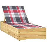 Maison Chic Ležalnik - Sončna ležalnik in rdeča karo blazina impregnirana borovina, (22043155) | Shoptok.si